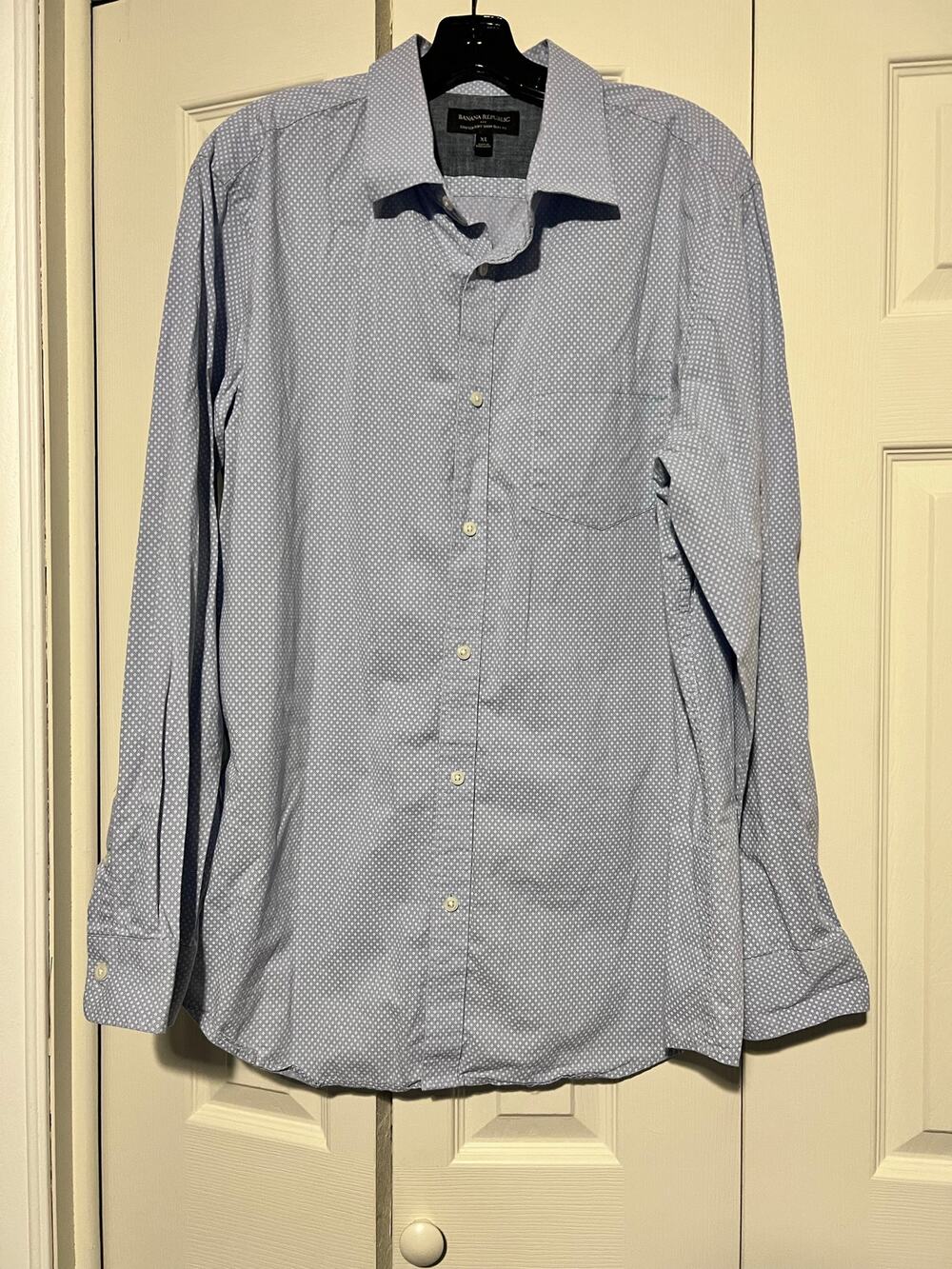 Banana Republic Slim Fit XL Blue Micro Dot Stretch Button Down Shirt Mens